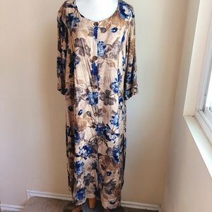 3XL Floral Print Maxi Dress with side slits